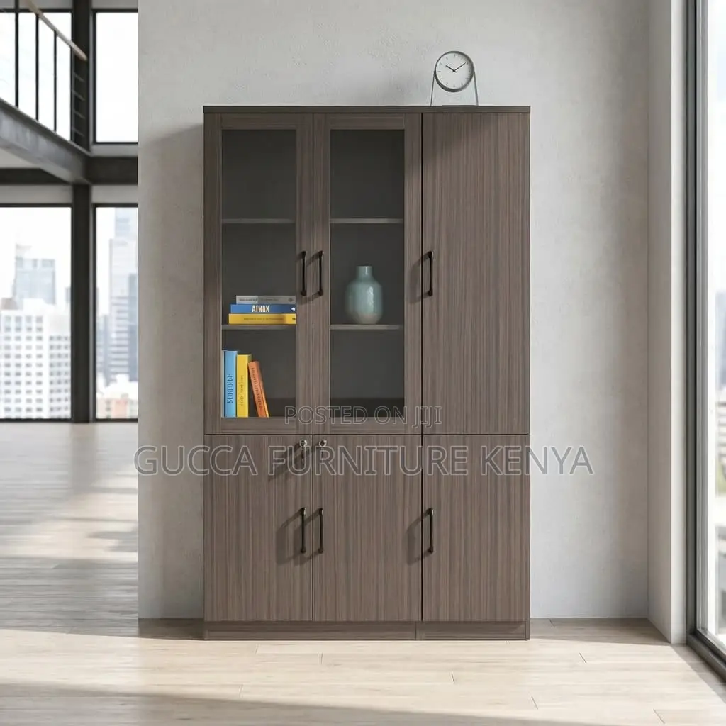 3-Door's Wooden Glass Front Document Cabinet