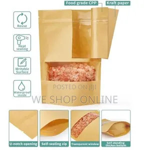 15*22cm, 50pcs Kraft Pouch Bags