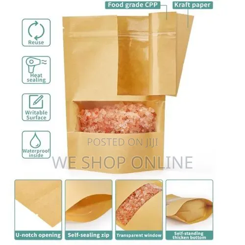 15*22cm, 50pcs Kraft Pouch Bags