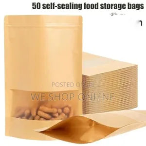 25*35cm, 50pcs Kraft Pouch Bags White And Brown