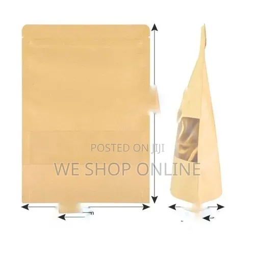 25*35cm, 50pcs Kraft Pouch Bags White And Brown