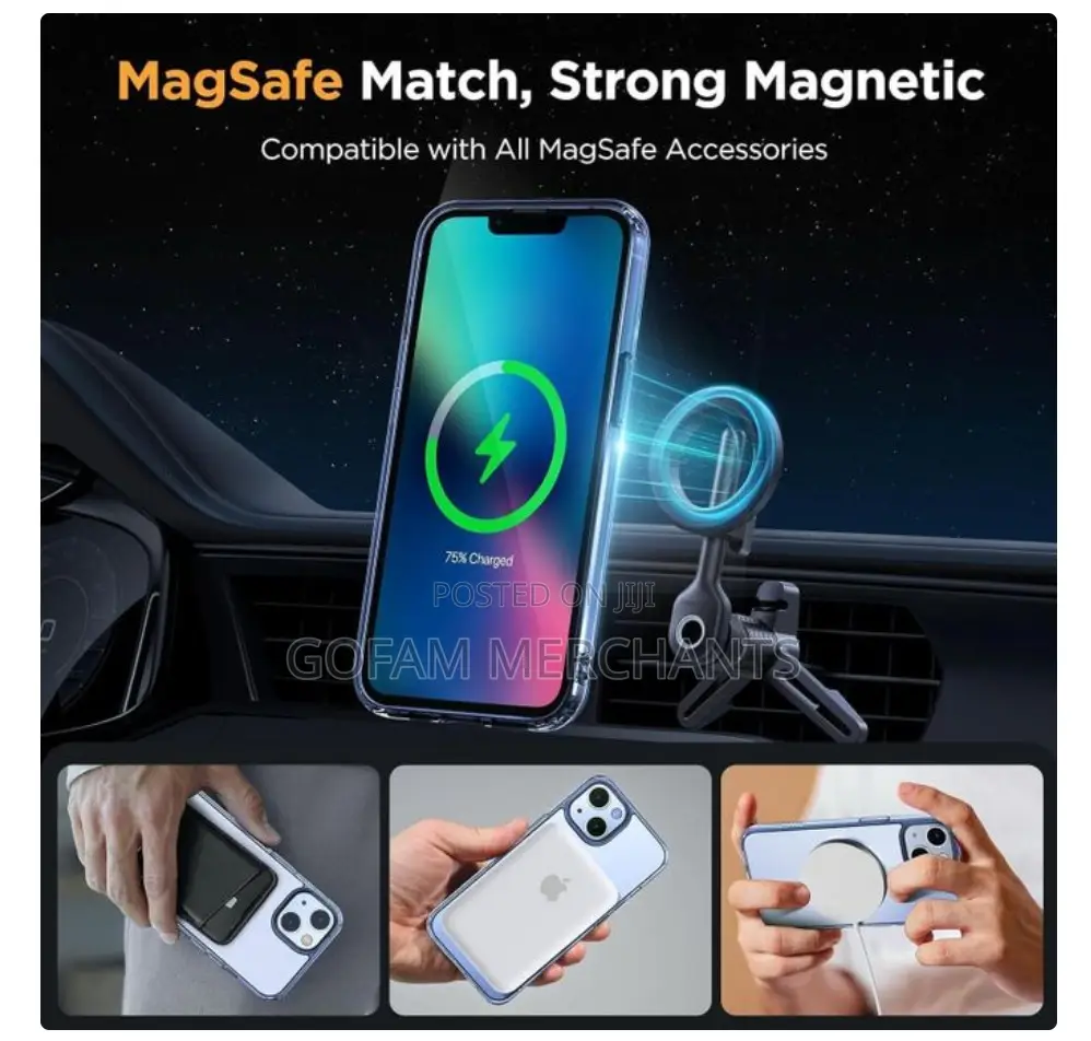 Clear Magsafe Case With Camera Lens Protector for iPhone 13 - Blue