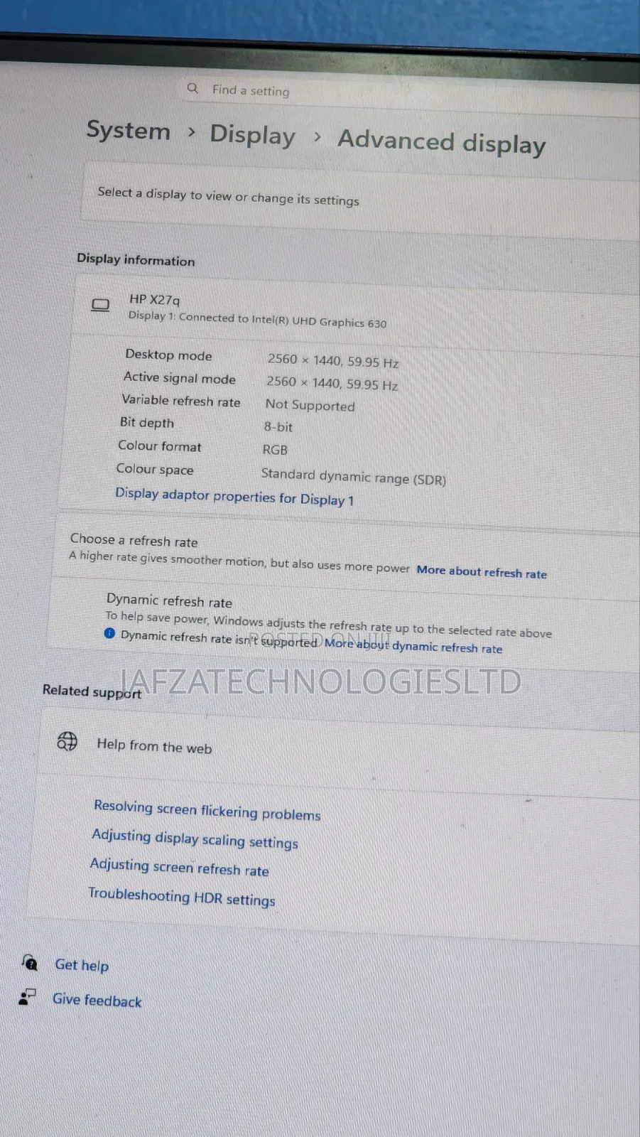 Hp X27q QHD Gaming Monitor- 27 Inch