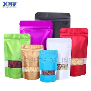 12*20cm, 50pcs Coloured Kraft Stand Up Pouch Bags