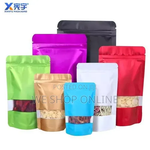 12*20cm, 50pcs Coloured Kraft Stand Up Pouch Bags