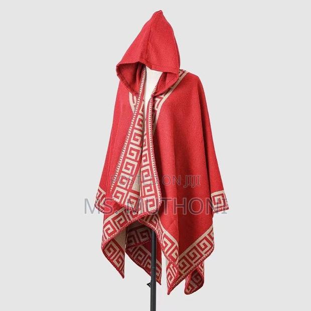 *Ladies Patterned Poncho With a Hood - thumbnail 10