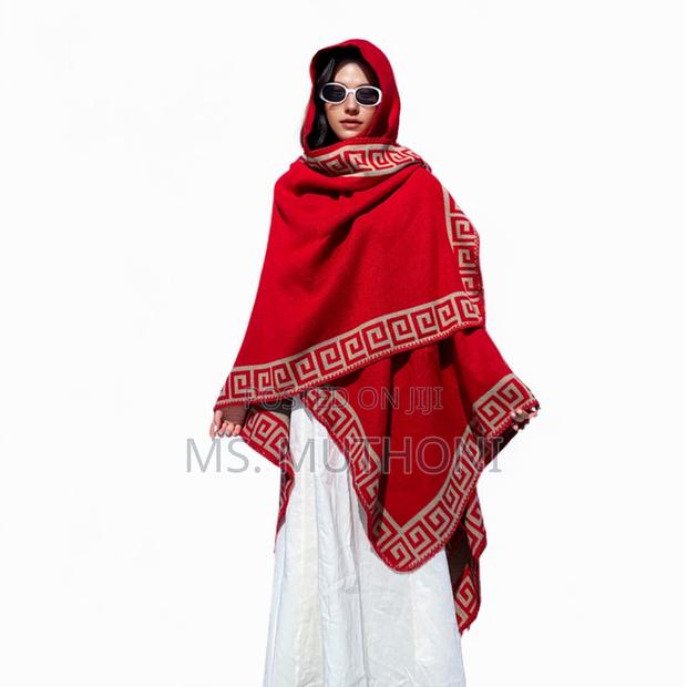 *Ladies Patterned Poncho With a Hood - thumbnail 9