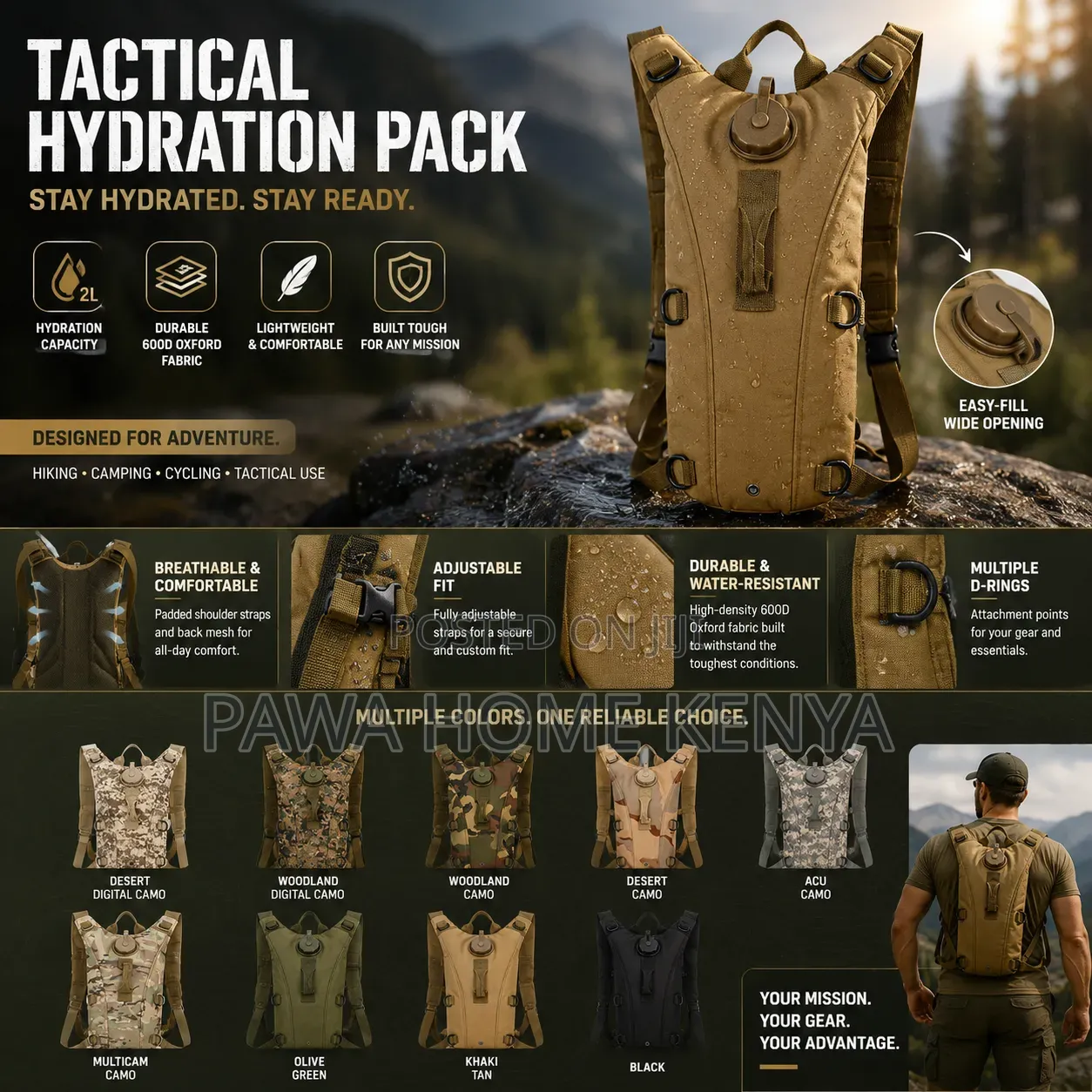 2 in 1 Hydration Bottle 3l With Water Bladder