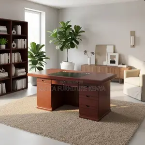 1200mm Mahogany Office Desk With Fixed Drawers