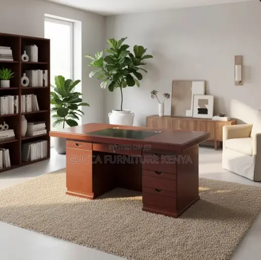 1200mm Mahogany Office Desk With Fixed Drawers