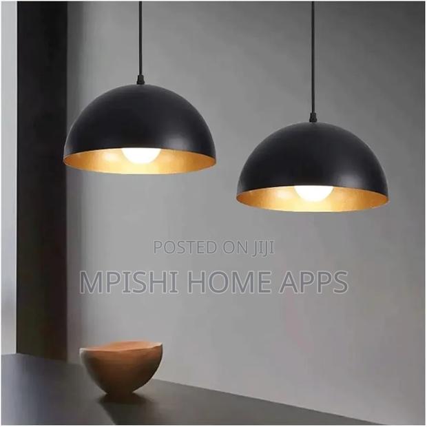 Black and Gold Metal Dome Pendant Light. - thumbnail 3