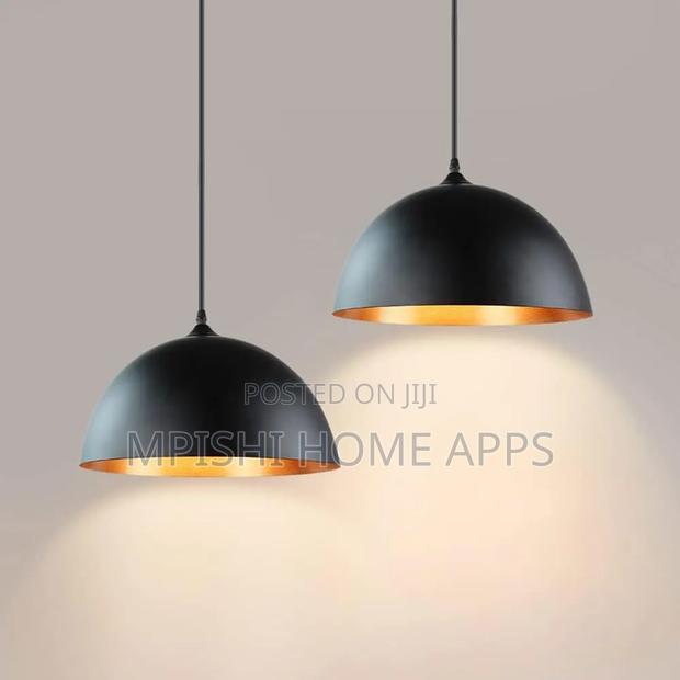 Black and Gold Metal Dome Pendant Light. - thumbnail 5