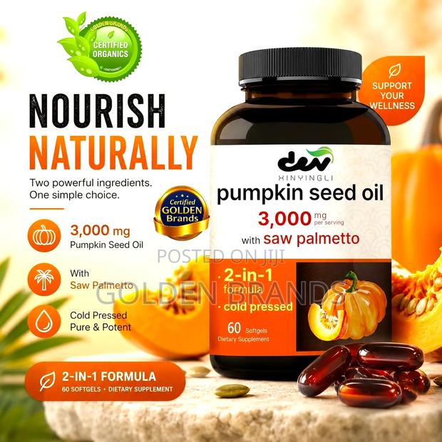 Pure Pumpkin Seed Oil + Saw Palmetto for Daily Vitality Strength.