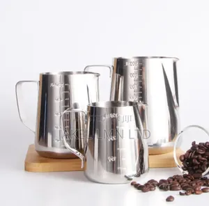 Stainless Steel Frothing Pitcher 600ml - Silver Milk Jug For Coffee