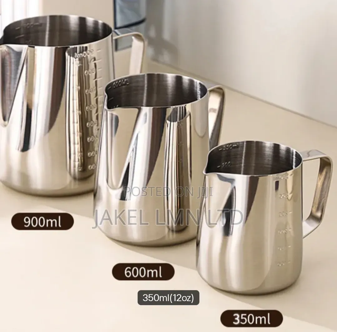 Stainless Steel Frothing Pitcher 600ml - Silver Milk Jug For Coffee