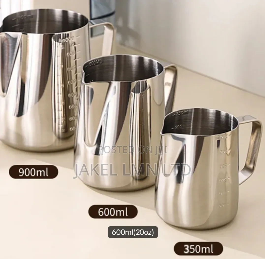 Stainless Steel Frothing Pitcher 600ml - Silver Milk Jug For Coffee