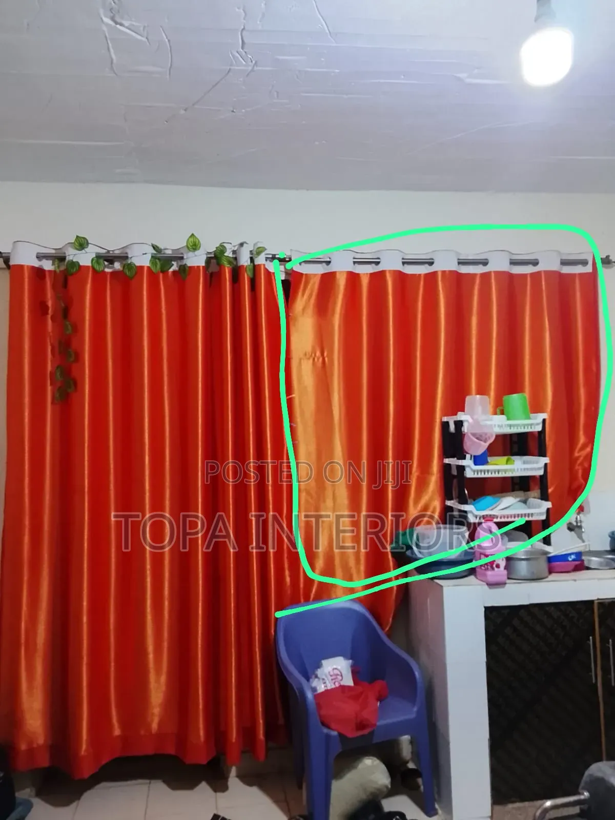Plain Orange Curtains for Doors and Windows