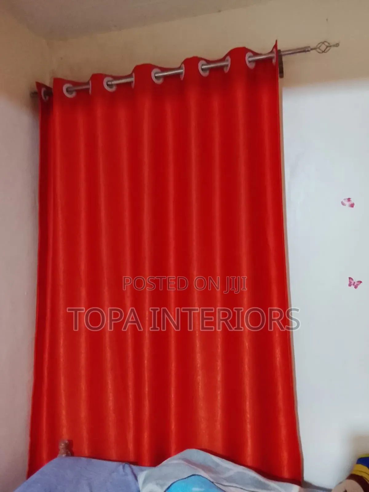 Orange Bedroom Door Curtains With Eyelets