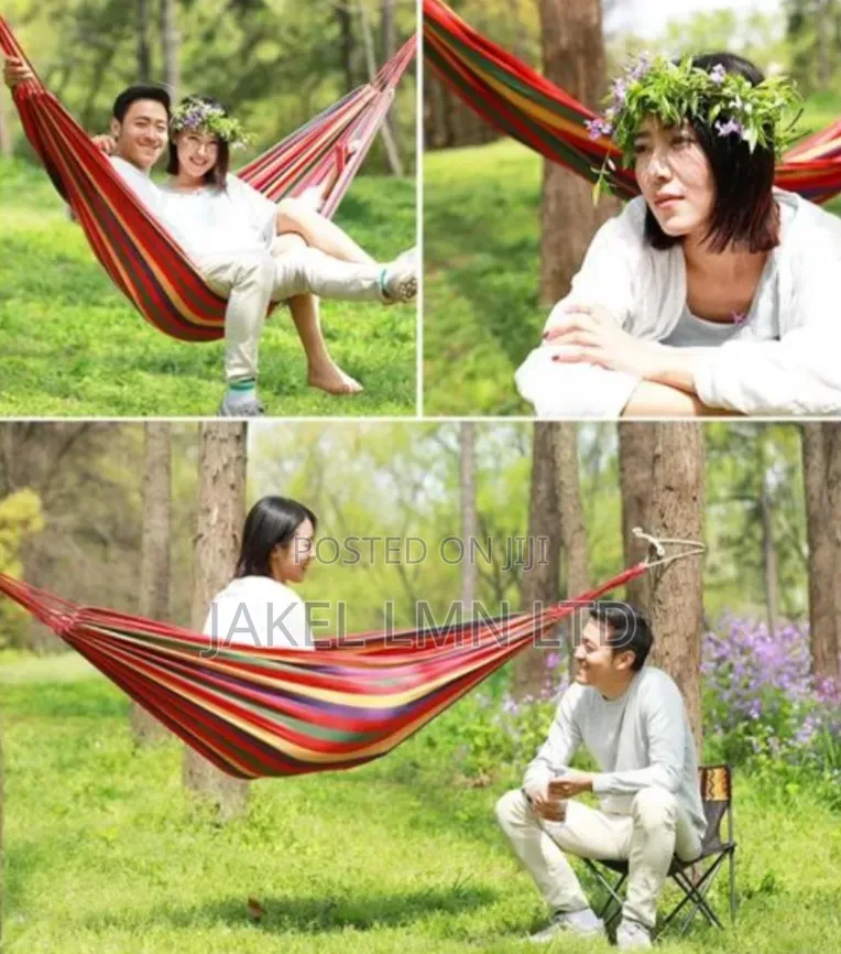 Outdoor Camping Hiking Garden Hammock Hanging Bed Stripes Non Bar