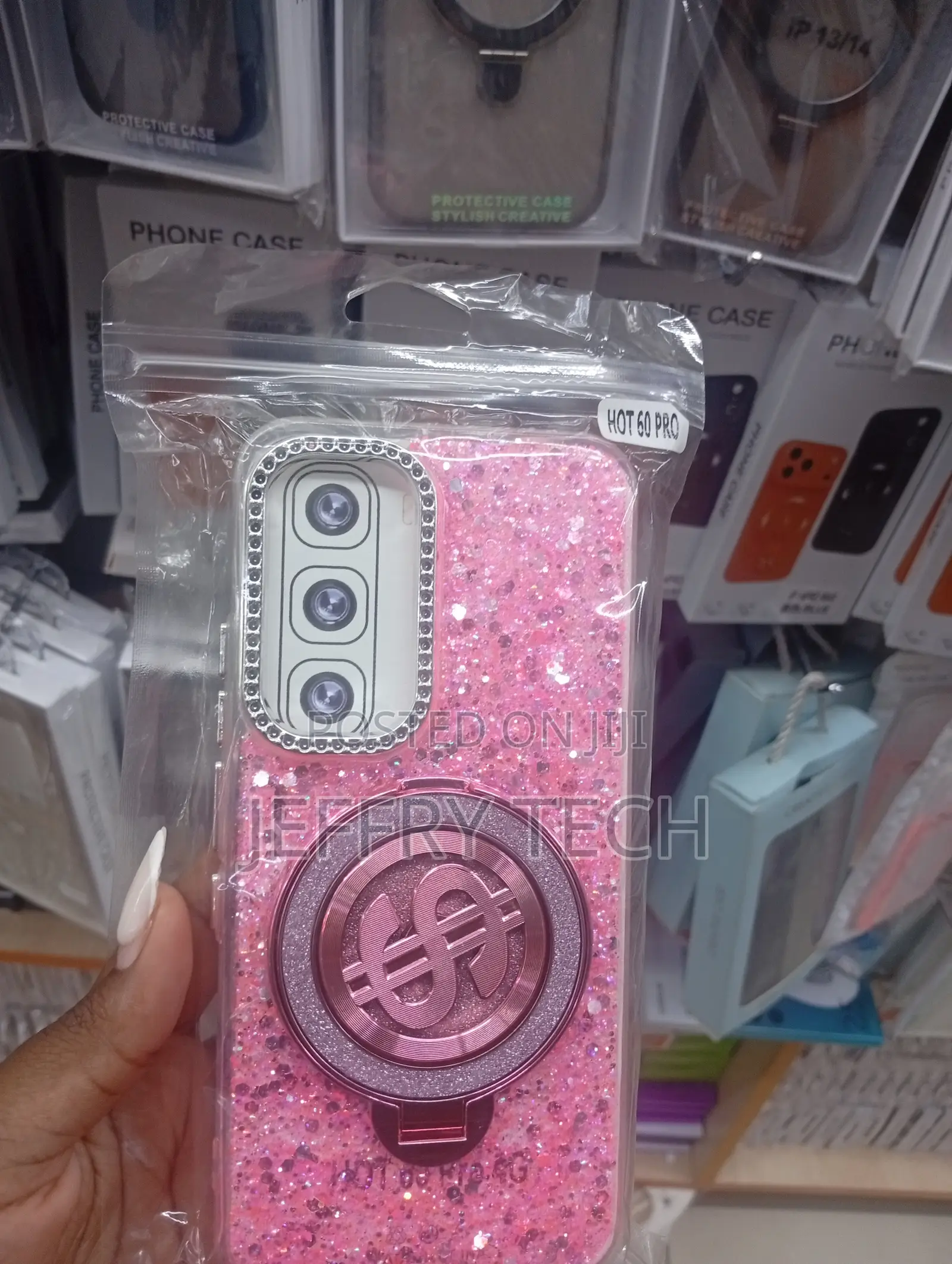 Pink Glitter Phone Case Designed for the Infinix Hot 60 Pro.