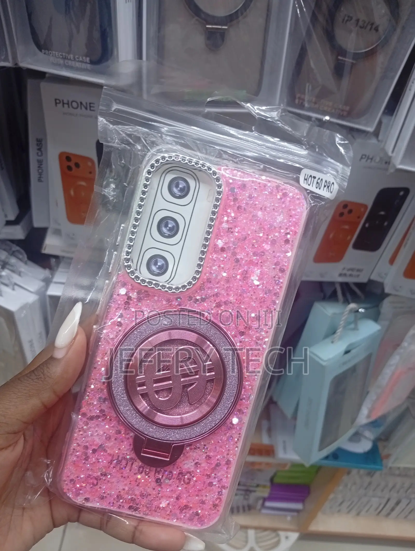 Pink Glitter Phone Case Designed for the Infinix Hot 60 Pro.