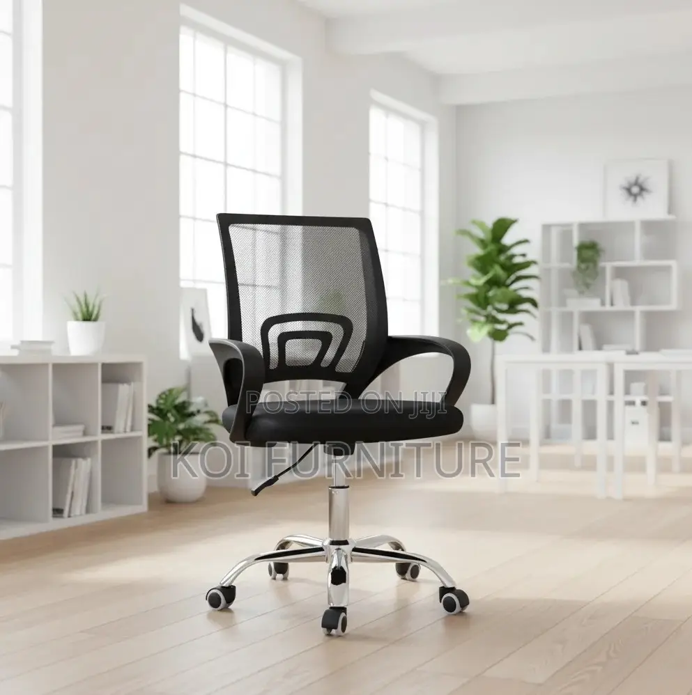 Office Chairs; Aeroflex Black Mesh Clerical Chrome Based Office Chair