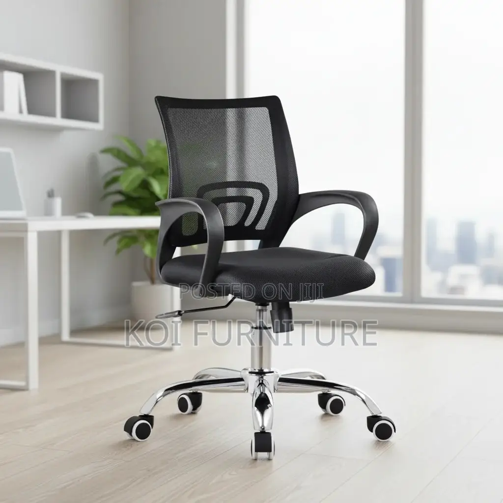 Office Chairs; Aeroflex Black Mesh Clerical Chrome Based Office Chair