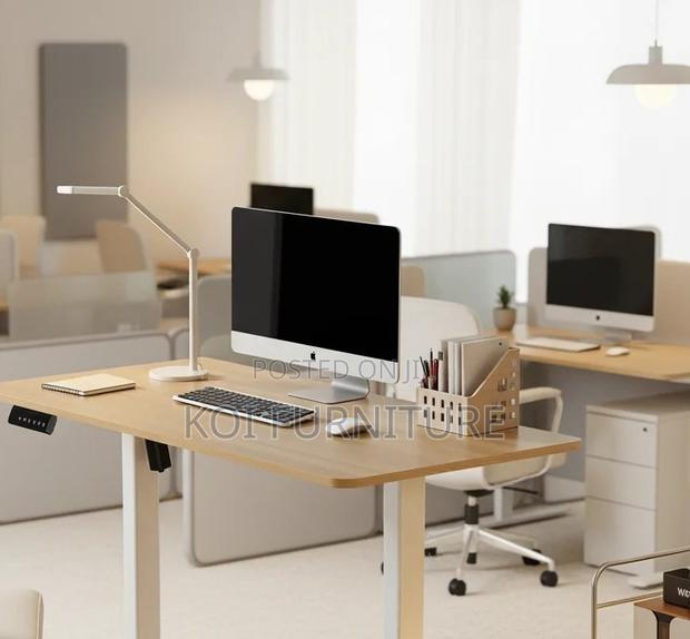 Office Desk; Elevraflex 1.4m White Electric Adjustable Sit-Stand Desk - thumbnail 3