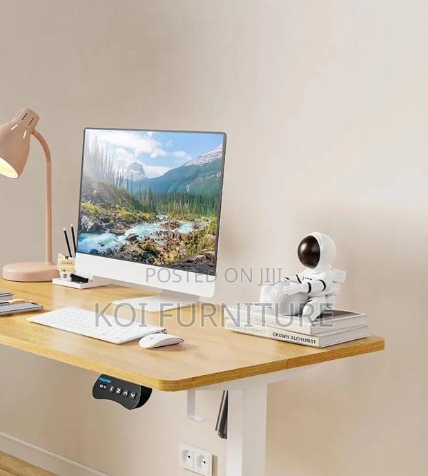 Office Desk; Elevraflex 1.4m White Electric Adjustable Sit-Stand Desk - thumbnail 6