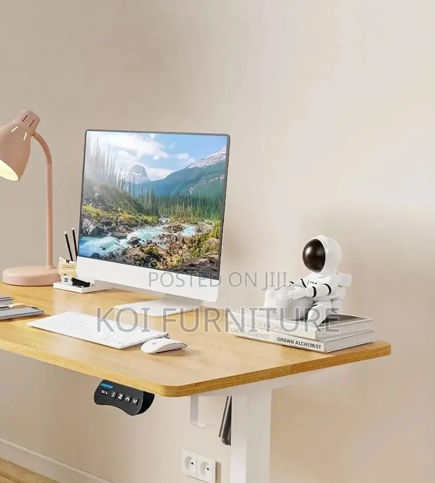 Office Desk; Elevraflex 1.4m White Electric Adjustable Sit-Stand Desk