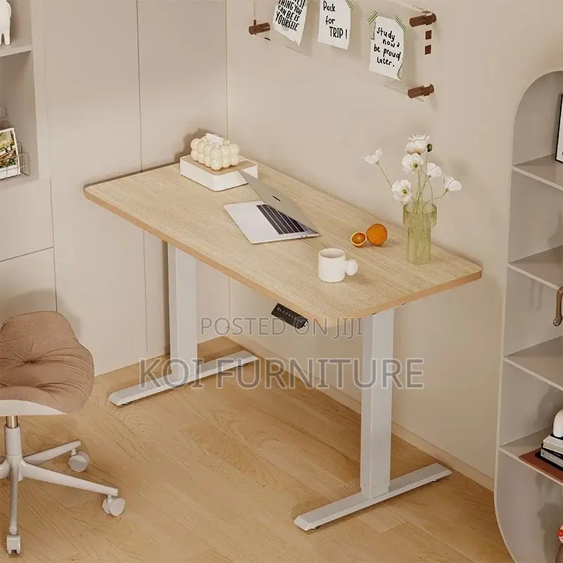 Office Desk; Elevraflex 1.4m White Electric Adjustable Sit-Stand Desk
