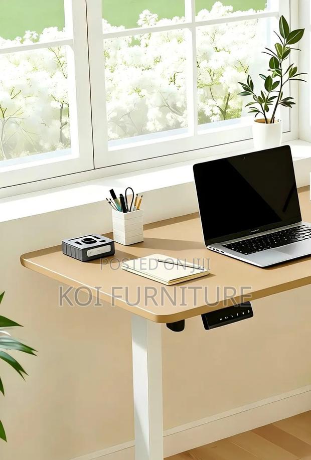 Office Desk; Elevraflex 1.4m White Electric Adjustable Sit-Stand Desk - thumbnail 9