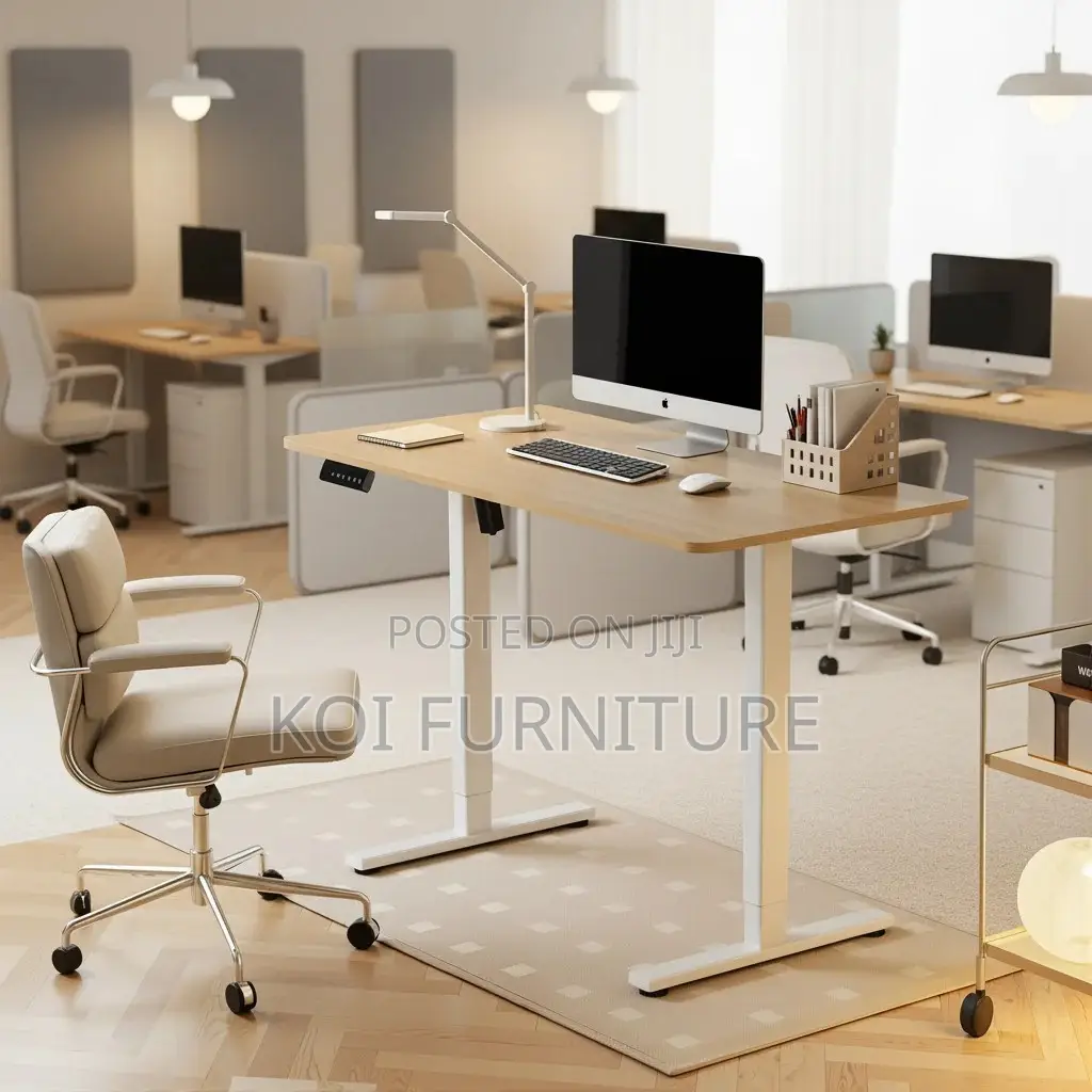 Office Desk; Elevraflex 1.4m White Electric Adjustable Sit-Stand Desk
