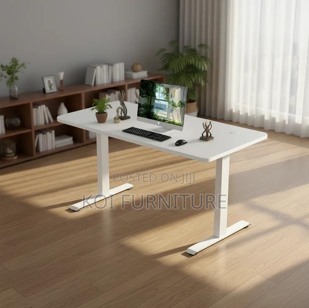 Office Desk; Elevraflex 1.4m White Electric Adjustable Sit-Stand Desk - thumbnail 11