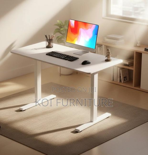 Office Desk; Elevraflex 1.4m White Electric Adjustable Sit-Stand Desk - thumbnail 12