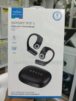 These Are the Brave Sport Fit 1 E-30 Open-Ear TWS Earbuds in Black.