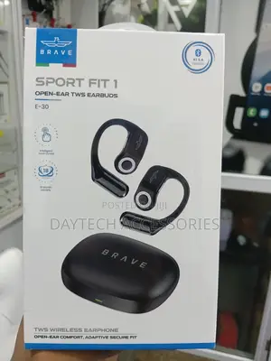 These Are the Brave Sport Fit 1 E-30 Open-Ear TWS Earbuds in Black.