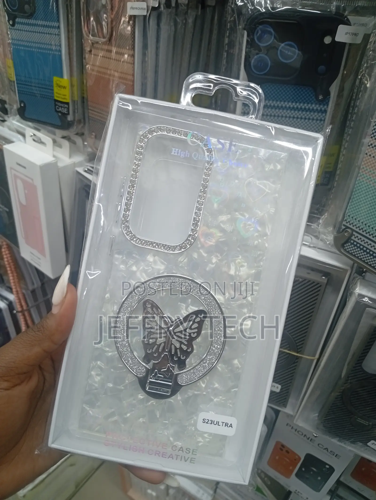C.F.S Glitter Back Phone Cover 3d Butterfly .Samsung Galaxy S23 Ultra