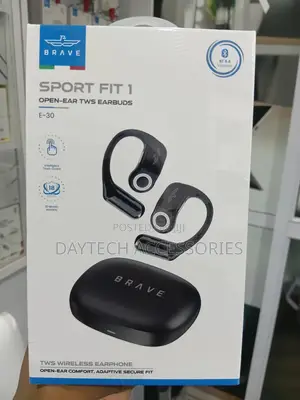 Brave Sport Fit 1 Open-Ear TWS Earbuds Model E-30 in Black.