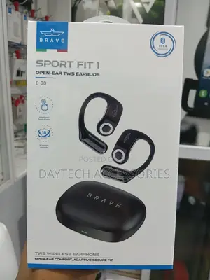 Brave Sport Fit 1 Open-Ear TWS Earbuds Model E-30 in Black.