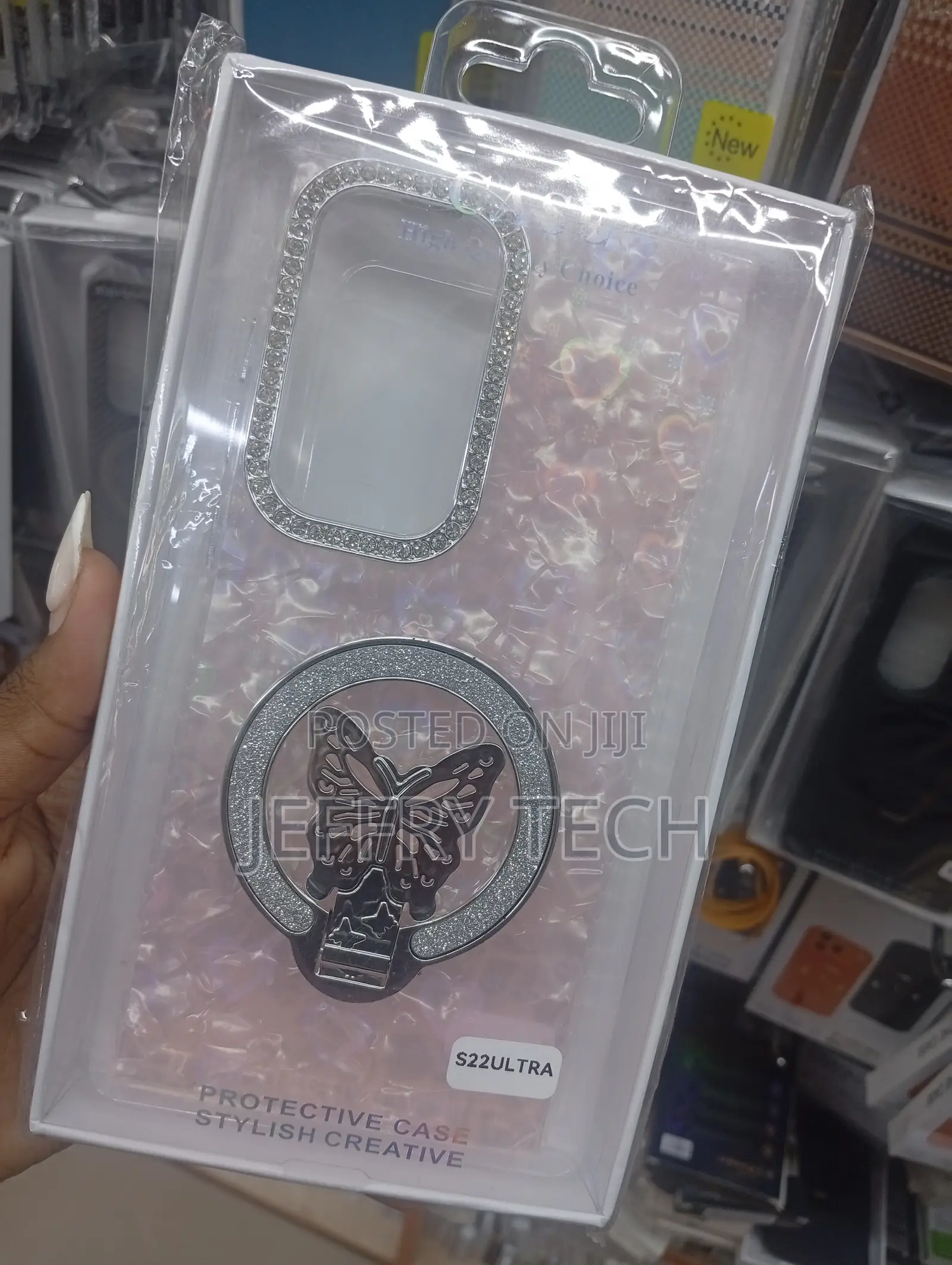 Samsung Galaxy S22 Ultra Featuring a Pink Glitter Design, a Silver .