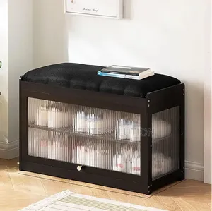 Entry Way Wooden Bucket Flip With Stool Shoe Cabinet