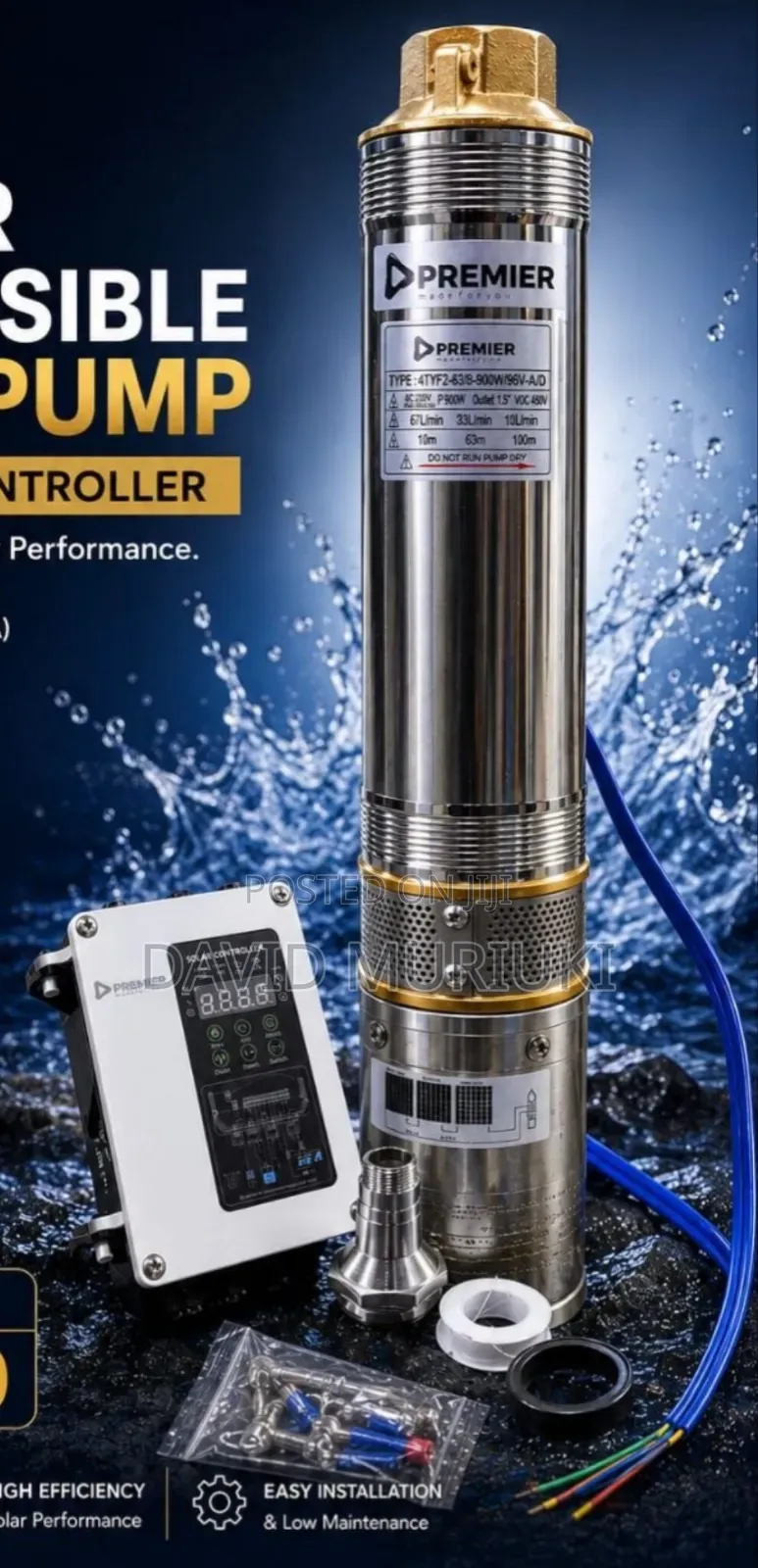 Premier Submersible Water Pump With Ac/Dc Controller.
