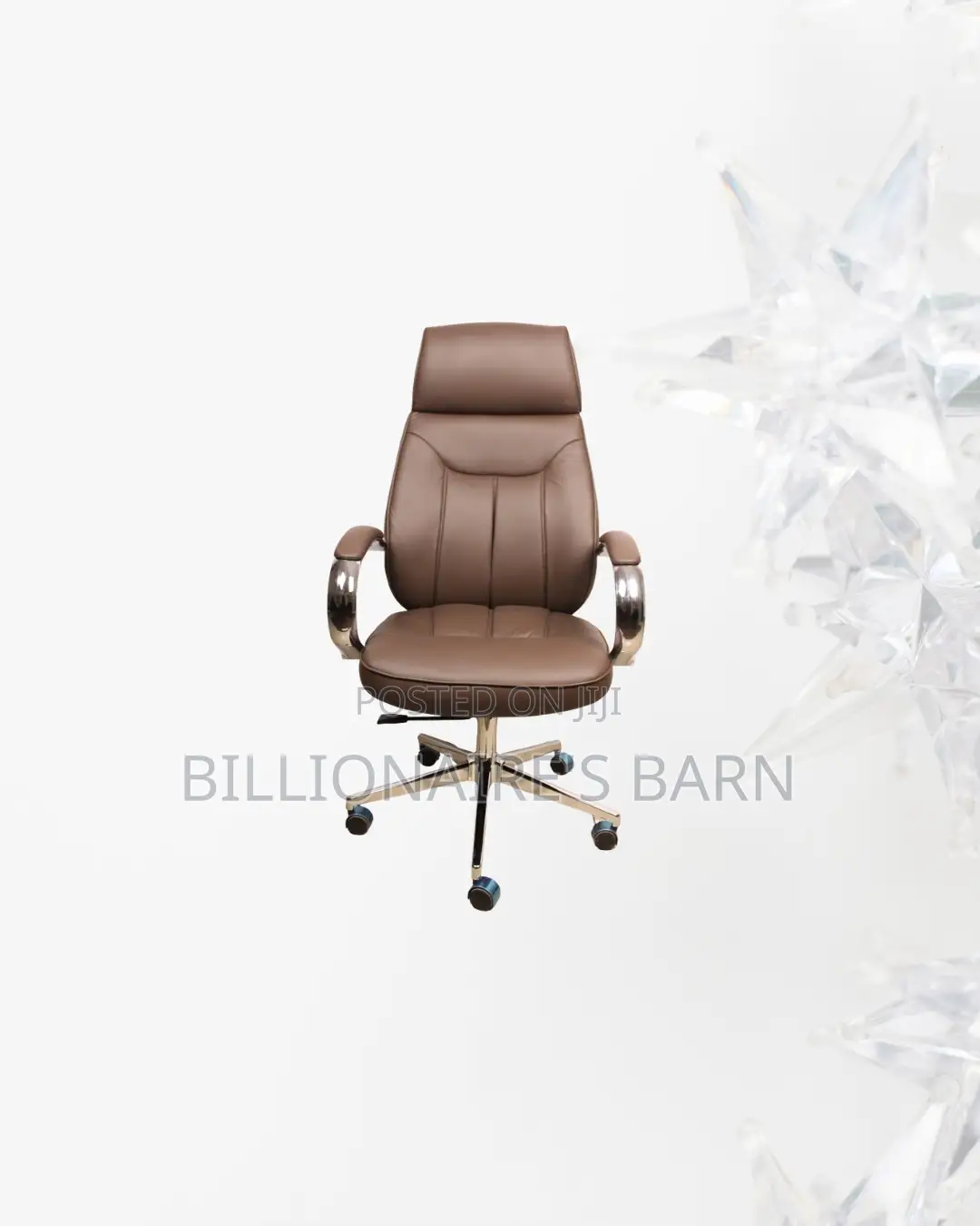 Leather Office Chair High Back Chrome Base Ergonomic Solution