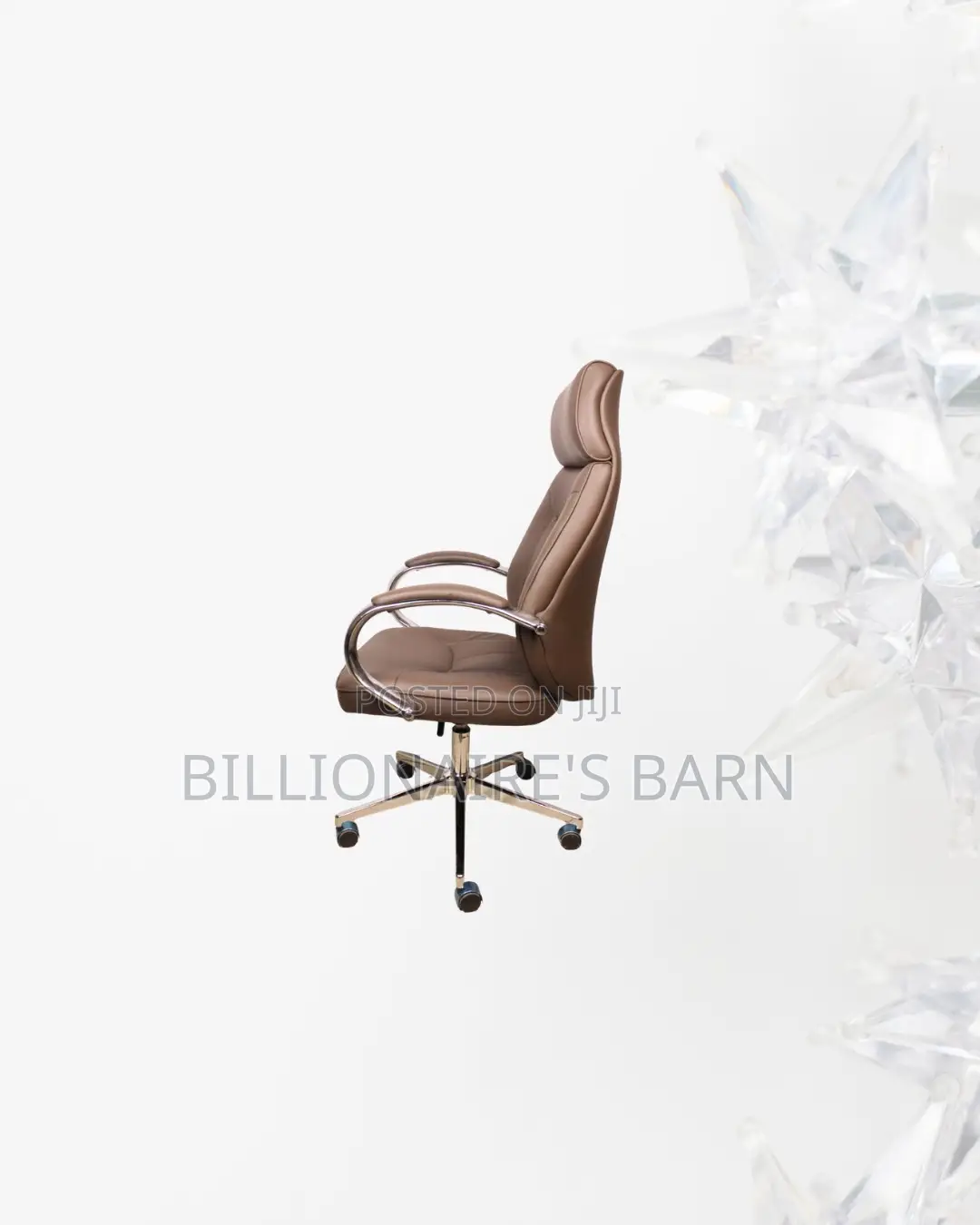 Leather Office Chair High Back Chrome Base Ergonomic Solution