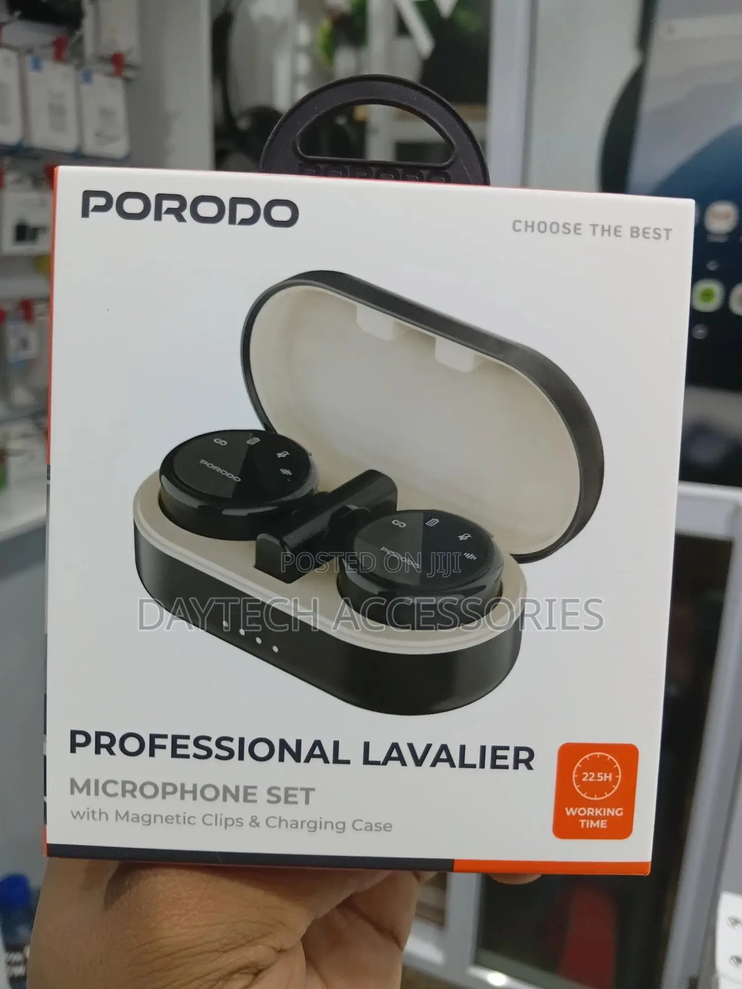 Porodo Professional Lavalier Microphone Set With Magnetic Clips