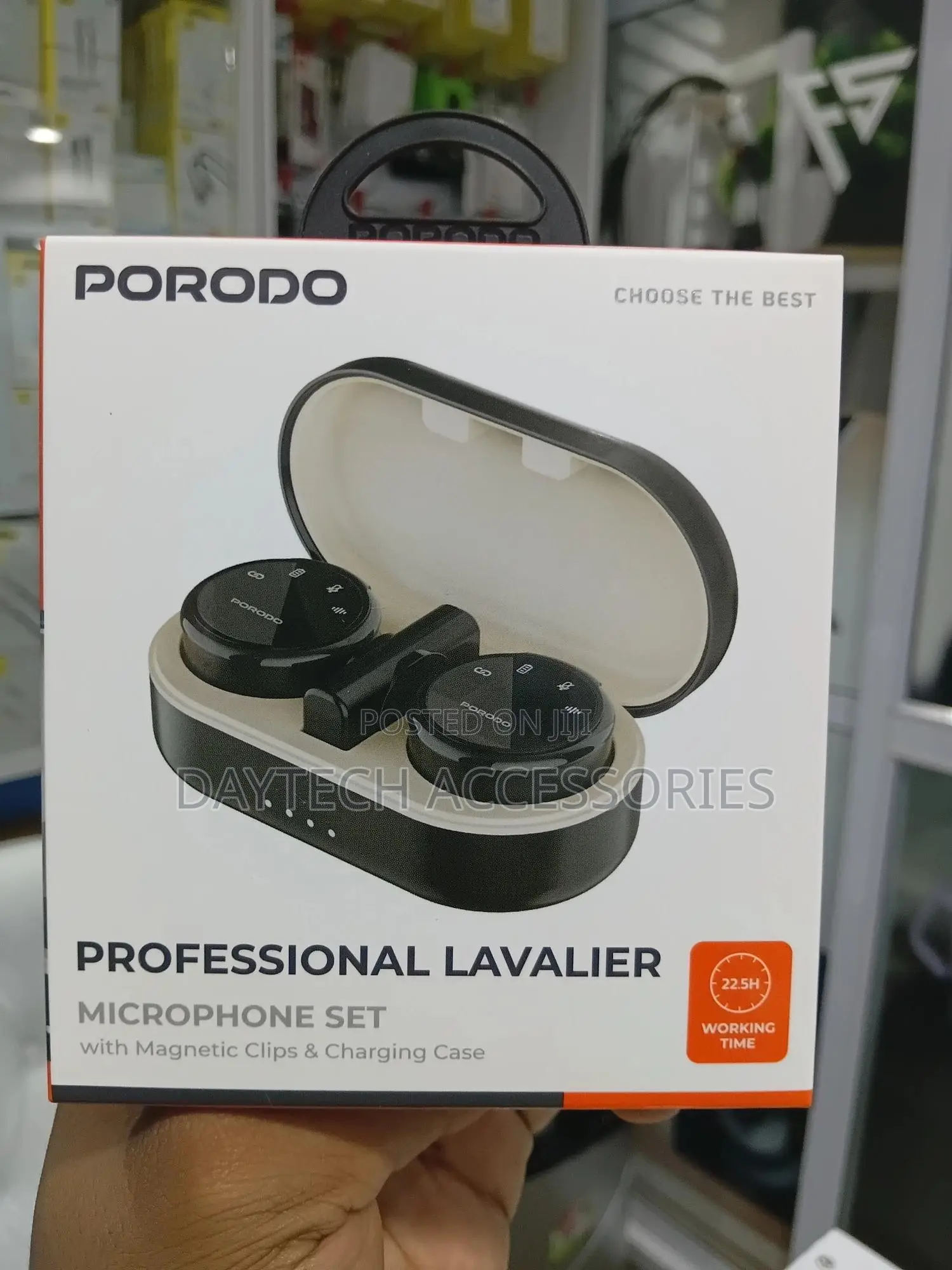 Porodo Professional Lavalier Microphone Set With Magnetic Clips