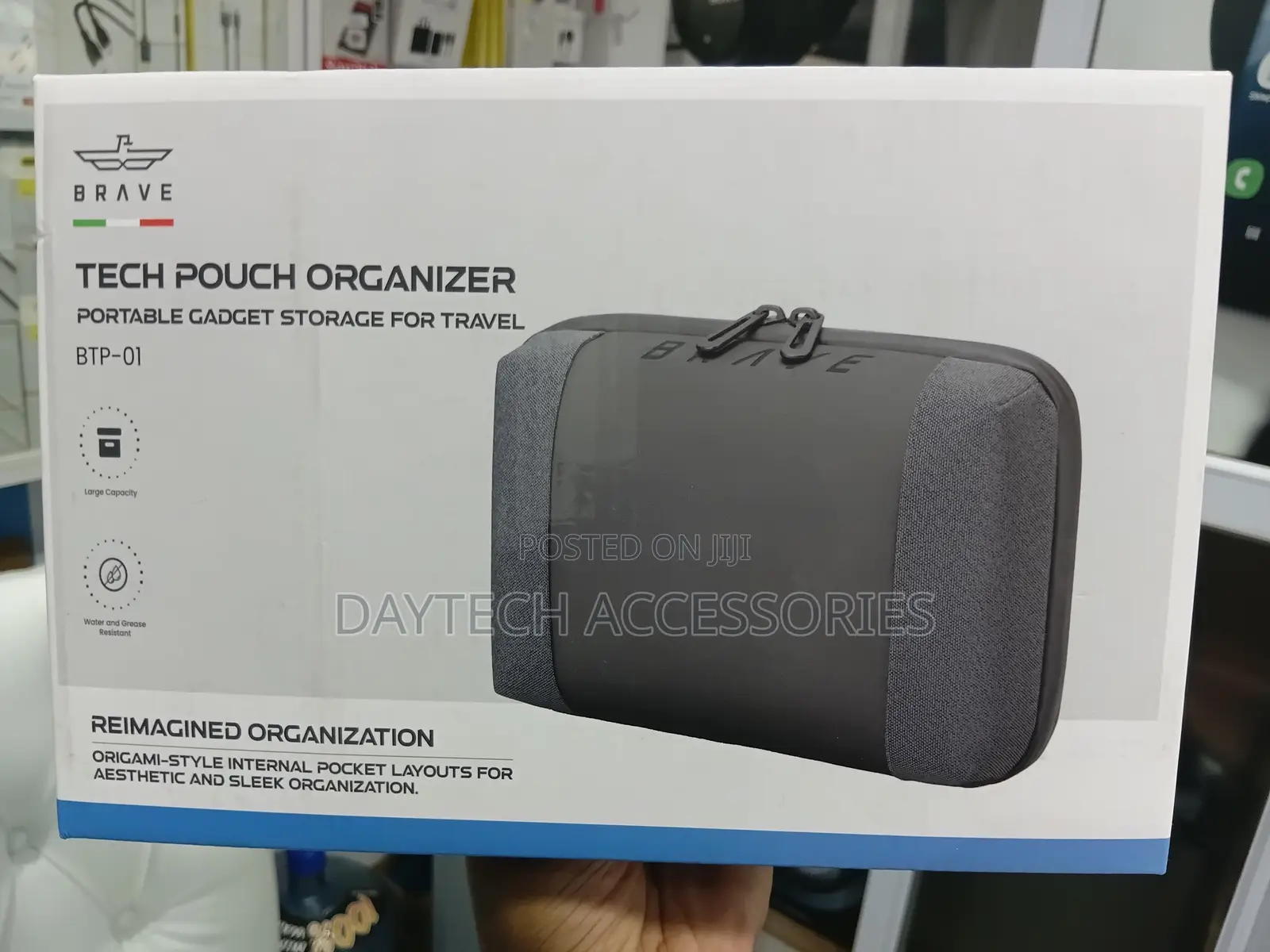 This Is a Brave BTP-01 Portable Tech Pouch Organizer in Black.