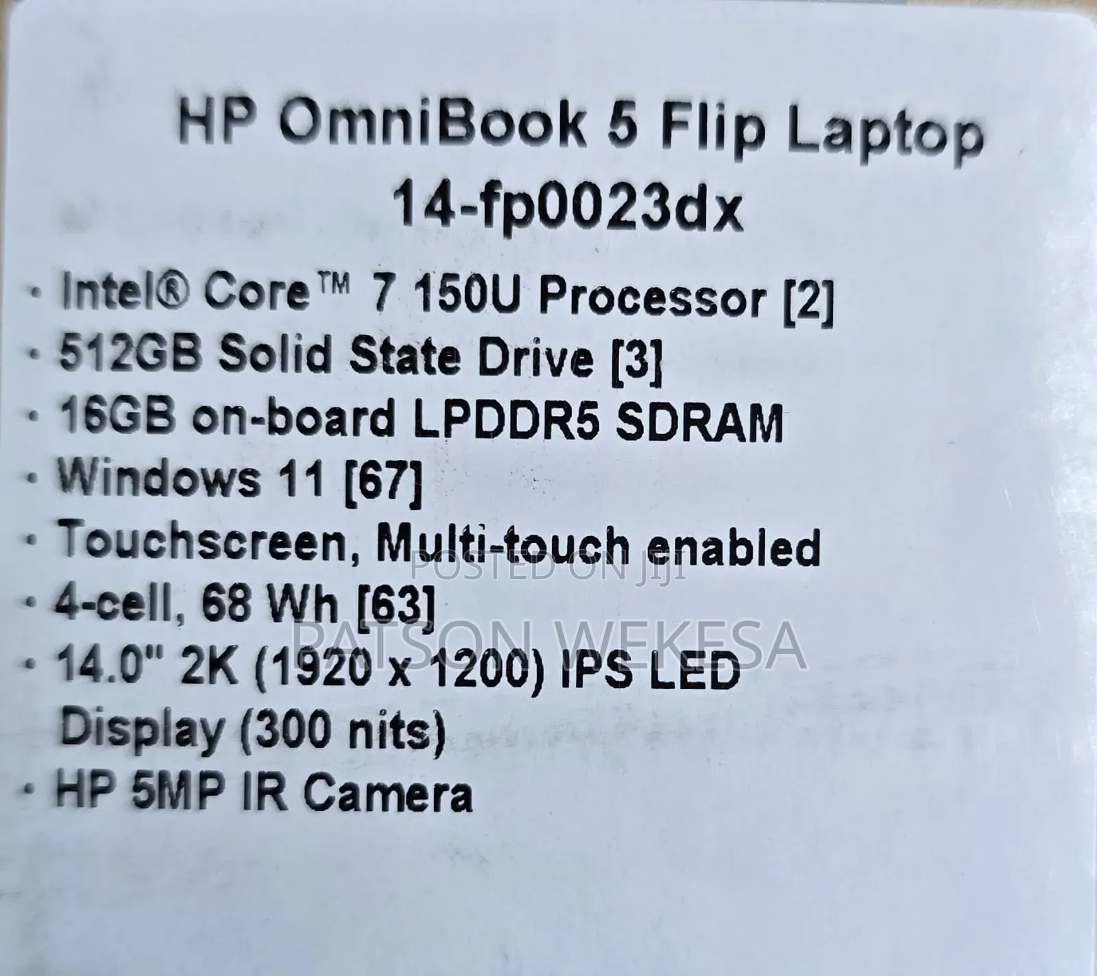 New Laptop HP OmniBook 5 Flip 14-fp0023dx 16GB Intel Core i7 SSD 512GB