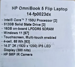 New Laptop HP OmniBook 5 Flip 14-fp0023dx 16GB Intel Core i7 SSD 512GB
